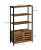3 Tier Wooden Industrial Style Book Shelf Cabinet Case Display Rack Unit 2 Door