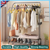 Double Clothes Rail Hanging Rack Garment Display Stand Storage Shelf Heavy Metal