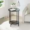 2 Tier Large Round Glass Coffee Table Living Room Side Table Storage Shelf Home