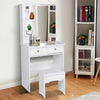 Modern Dressing Table Stool Bedroom Vanity Set Makeup Desk W/ Mirror & 2 Shelves