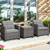 3 Piece Patio Rattan Sofa Set Backyard Outdoor Wicker Conversation Set