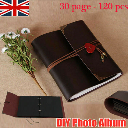 Retro DIY Photo Album Leather Scrapbook Vintage Albums 120pc Memory Book Gifts