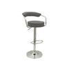 GREY PU Leather Breakfast Bar Stool Swivel Kitchen Chrome Metal Base Gas Lift
