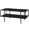 Coffee Table with Tempered Glass Top, Cocktail Table with Storage & Steel Frame