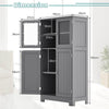 Bathroom Floor Cabinet Freestanding Storage Cupboard W/ 2 Tempered Glass Doors