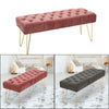 Velvet Long Seat Bench Dining Chairs Soft Padded Metal Legs Lounge Stool Home