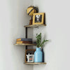 3 Tiers Rustic Wood Corner Shelf Home Display Storage Rack Wall Floating Shelf