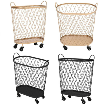 Rolling Laundry Basket Trolley Washing Clothes Storage Hamper Wire Box Wheels