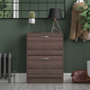 2 Drawer Shoe Cabinet Storage Cupboard Footwear Stand Rack Wooden Unit Walnut