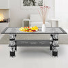Glass Coffee Tables with Shelf Rectangle Modern Contemporary For Living Room