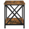 Side Table End Table X-Shape Steel Frame with Storage Shelf Nightstand