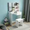 Modern Dressing Table Stool Set Makeup Desk w/Mirror & Drawers White Bedroom