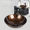 Tempered Glass Basin Sink Vanity Bathroom Clockroom Countertop Wash Bowl w/ Tap