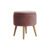 Round Dressing Table Stool Footstool Velvet Padded Ottoman Storage Box Pouffe