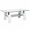 Rectangle Glass Coffee Table With Stroage Modern Living Room Furniture Chrome