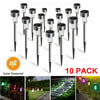 10 x Solar Powered Stainless Steel Led Post Stake Lights Garden Patio Outdoor UK