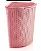 52L Large Woven Plastic Corner Laundry Washing Bin Multi Storage Rattan Basket