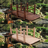 Wooden Garden Bridge Lawn Décor Stained Finish Arc Outdoor Pond Walkway 150CM UK