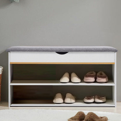 Shoe Bench with Storage Entryway Hall Bench with Cushion Seat Storage Benches