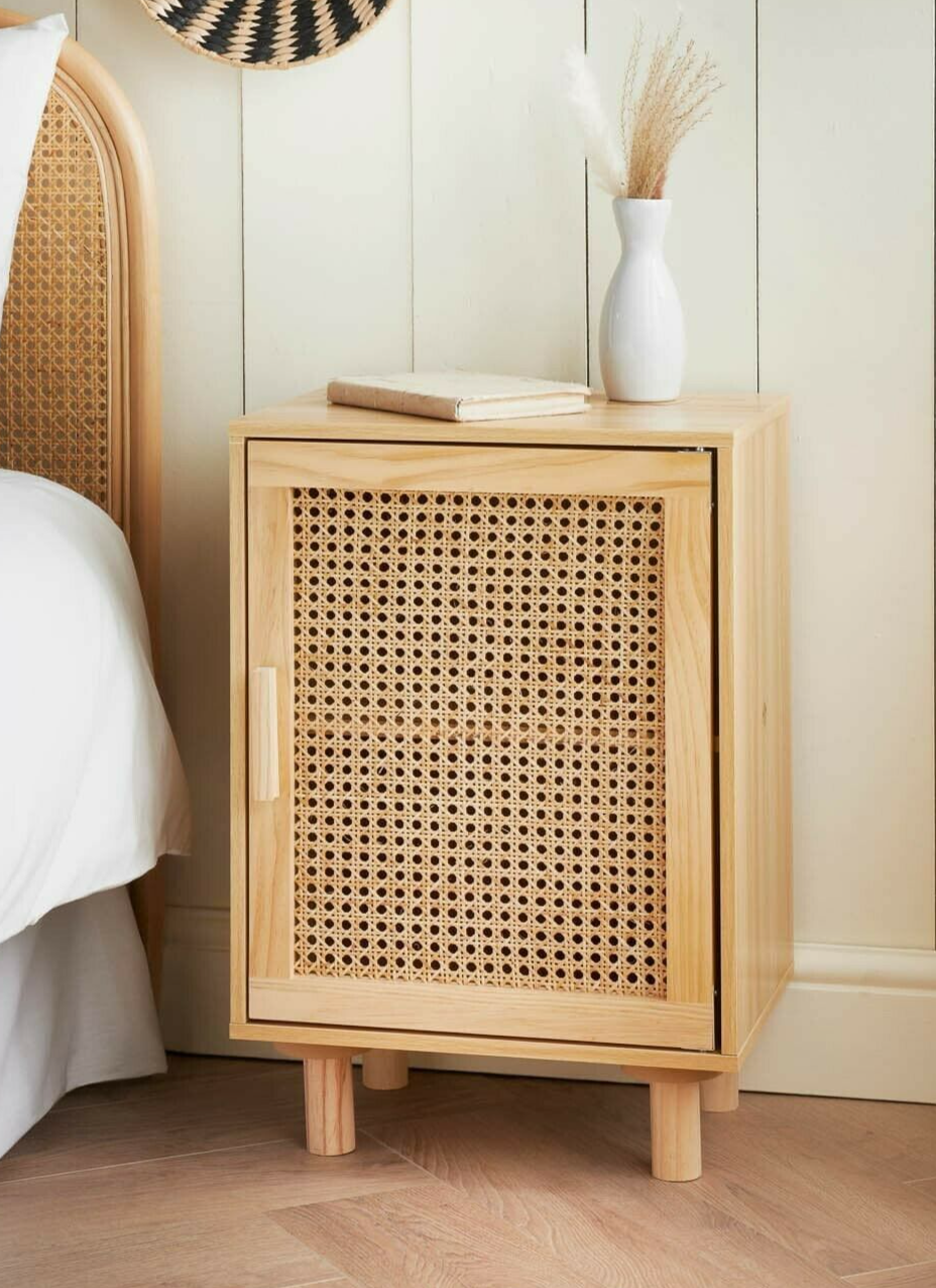 NEW Natural Bedside Cabinet With Shelves Storage Bedroom Furniture