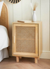 NEW Natural Bedside Cabinet With Shelves Storage Bedroom Furniture Cane Details