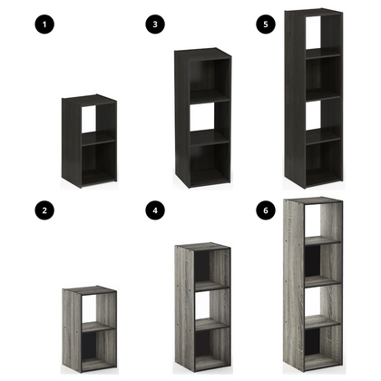 Furinno Pelli Cubic Storage Cabinet Espresso and Grey/Black