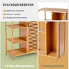 3 Tier Bamboo Bathroom Storage Cabinet Kitchen Cupboard Display Rack W/Sideboard