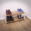2 Tier Bamboo Shoe Rack Stand Shelf Shelving Hallway,Bathroom Storage Organiser