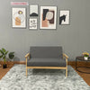 Modern 2 Seater Sofa Bed Armchair Upholstered Fabric Linen Seat Wooden Frame