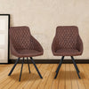 2* Retro Brown Dining Chairs Faux Leather/PU Kitchen Chairs Diamond Design