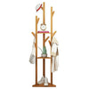 Sturdy Natural Bamboo Tree Garment Clothes Coat Hat Hanger Stand Rack w/ Shelves