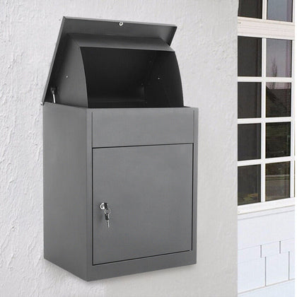 Large Steel Parcel Delivery Drop Box Lockable Home Storage Letter Mail Post Box
