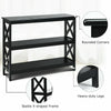 3-Tier Console Table X-design Wooden Hall Desk Side End Table W/ Shelf Black