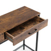 Rusitic Wooden Hallway Console Table With Storage Drawers Glass Shelf Metal Legs
