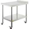 Stainless Steel Work Prep Table Kitchen Work Table 24x15in w/ 4 Casters