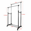GARMENT ADJUSTABLE PORTABLE CLOTHES RAIL STAND RACK SINGLE DOUBLE SILVER BLACK