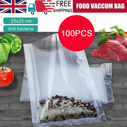 100x Vacuum Sealer Bags Embossed Precut Food Storage Saver Seal Textured Pouch
