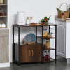 Industrial Storage Shelf Side Table Metal Frame End Desk with Cabinet & Rack