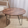 Short Round Coffee Table Rustic Wooden Sofa Side Tea Table w/ Metal Hairpin Legs