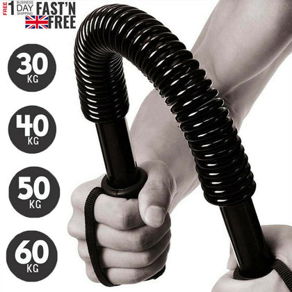 Power Twister Flexible Stretch Spring Bendy Bar Gym Exercise 30 40 50 60 kg PT
