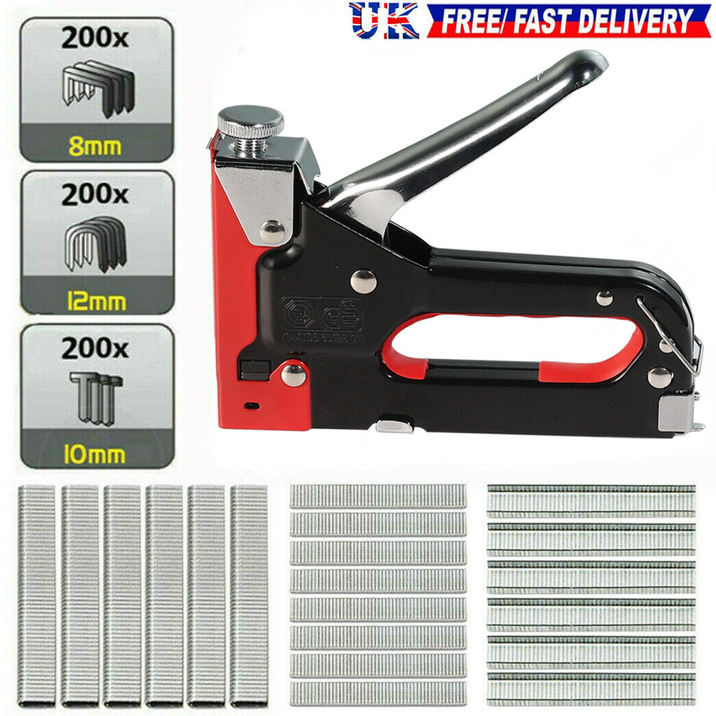 Heavy Duty Tacker Staple Gun 8/10/12mm Upholstery Stapler with 600 Sta ...