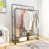 Deluxe Double-Rail Clothes Garment Hanging Drying Rack w/ 2 Tier Shoe Shelves