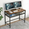 Simple Style Computer Desk Study Table Workstation with Wire Gauze Storage Shelf