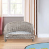 Natural Wicker Pet Bed Handmade Raised Cat Dog Sofa Couch - Cushion Optional