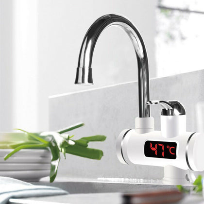 Digital Electric Faucet Tap Hot/Cold Water Heater Fast Bathroom Kitchen Heating
