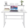 White Folding Computer Desk,Study Writing Table 2 Tier Shelf Storage Home Office