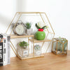 Wall Mounted Hexagonal Floating Shelves Gold Display Metal Wood Shelf Save Space