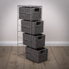 Woodluv 4 Drawer Paper Rope Storage Unit for Bathroom & Bedroom, Grey