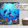 180X180cm Dolphin Shower Curtain+ Bath Set Waterproof Toilet Lid Cover Floor Mat