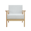Single Cafe Seat Chair Linen Fabric Wood Accent Armchair Seat Sofa Bedroom Chair